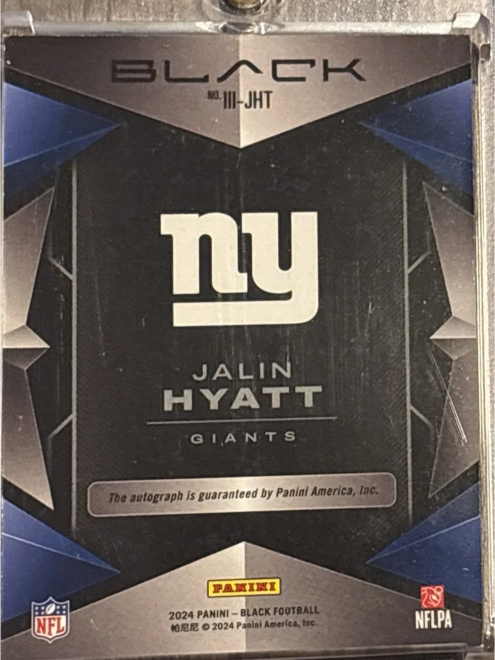 Panini Black Jalin Hyatt Rookie Football Trading Card - Autographed LE 8/249
